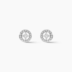Boucles D'oreilles Puces Nour-imen Or Blanc Diamant