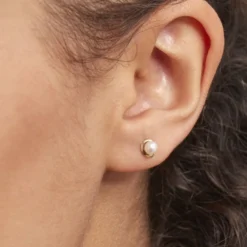 Boucles D'oreilles Puces Odelle Or Jaune Perle De Culture