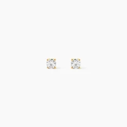 Boucles D'oreilles Puces One Or Jaune Diamants