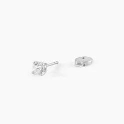 Boucles D'oreilles Puces One Or Blanc Diamants