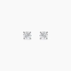 Boucles D'oreilles Puces One Or Blanc Diamants