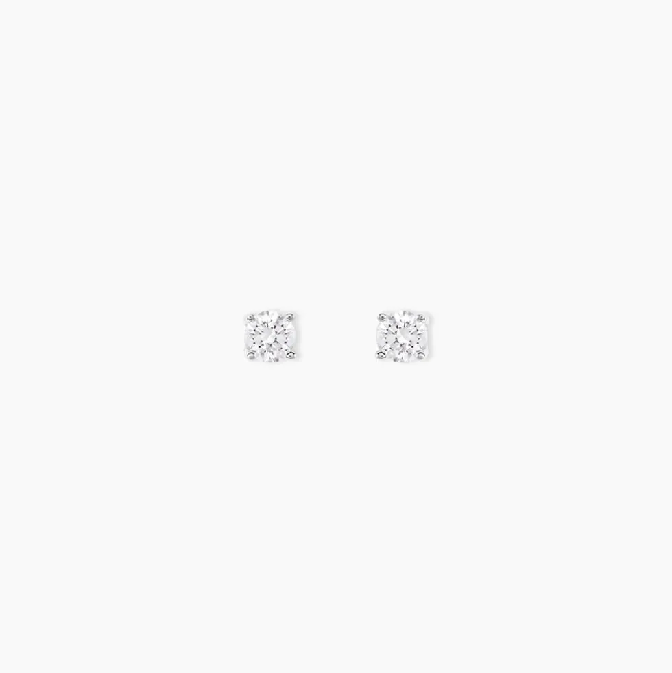 Boucles D'oreilles Puces One Or Jaune Diamants
