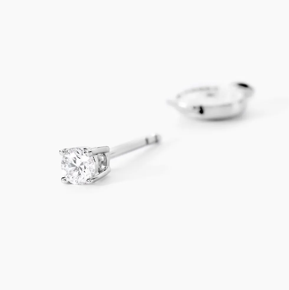 Boucles D'oreilles Puces One Or Jaune Diamants