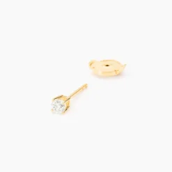 Boucles D'oreilles Puces One Or Jaune Diamants