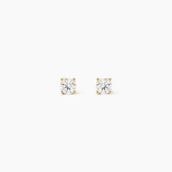 Boucles D'oreilles Puces One Or Jaune Diamants