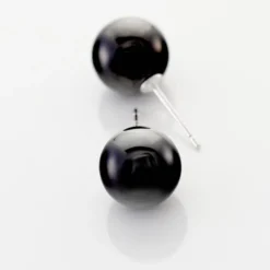 Boucles D'oreilles Puces Orbe Argent Blanc Céramique