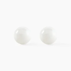 Boucles D'oreilles Puces Orbe Argent Blanc Céramique