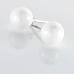 Boucles D'oreilles Puces Orbe Argent Blanc Céramique