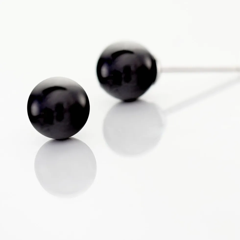 Boucles D'oreilles Puces Orbe Argent Blanc Céramique