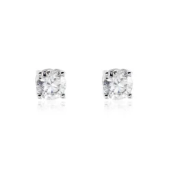 Boucles D'oreilles Puces Or Blanc Victoria Diamants