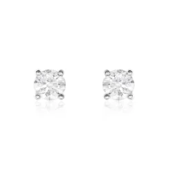 Boucles D'oreilles Puces Or Blanc Victoria Diamants