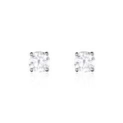 Boucles D'oreilles Puces Or Blanc Victoria Diamants