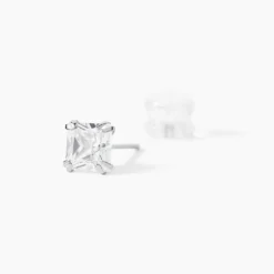 Boucles D'oreilles Puces Or Blanc Doreen Oxydes De Zirconium