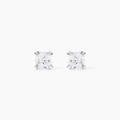 Boucles D'oreilles Puces Or Blanc Doreen Oxydes De Zirconium