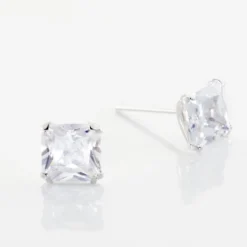 Boucles D'oreilles Puces Or Blanc Doreen Oxydes De Zirconium