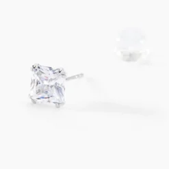 Boucles D'oreilles Puces Or Blanc Doreen Oxydes De Zirconium