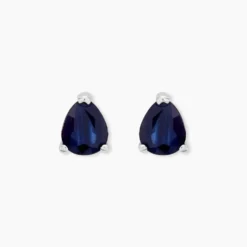 Boucles D'oreilles Puces Or Blanc Pluie D'Eclat Saphir