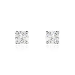 Boucles D'oreilles Puces Or Blanc Victoria Diamant