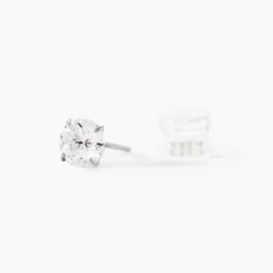 Boucles D'oreilles Puces Or Blanc Katherina Oxyde De Zirconium