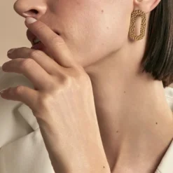 Boucles D'oreilles Puces Oren Acier Doré