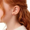 Boucles D'oreilles Puces Or Jaune Helidie Email