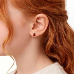 Boucles D'oreilles Puces Or Jaune Helidie Email