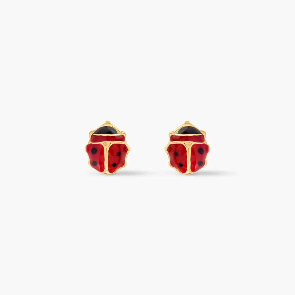 Boucles D'oreilles Puces Or Jaune Helidie Email
