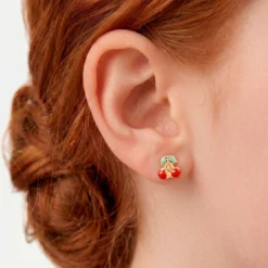 Boucles D'oreilles Puces Or Jaune Helicie Email