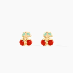 Boucles D'oreilles Puces Or Jaune Helicie Email