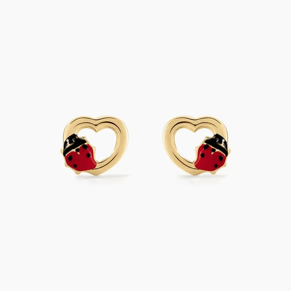 Boucles D'oreilles Puces Or Jaune Syringa Smalto