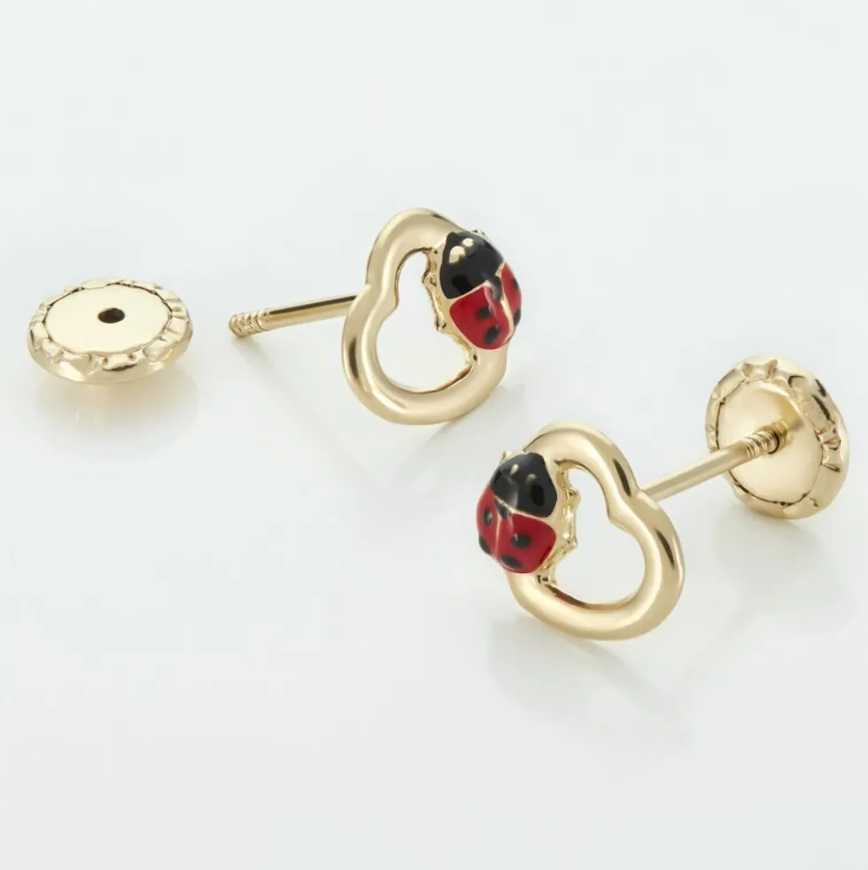 Boucles D'oreilles Puces Or Jaune Syringa Smalto