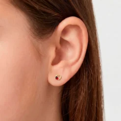 Boucles D'oreilles Puces Or Jaune Syringa Smalto
