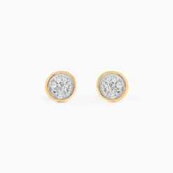 Boucles D'oreilles Puces Or Jaune Diamants