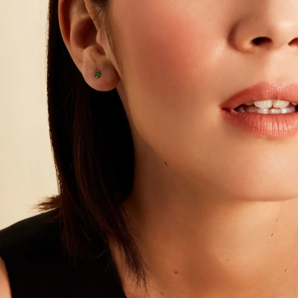 Boucles D'oreilles Puces Or Jaune Oxyde De Zirconium