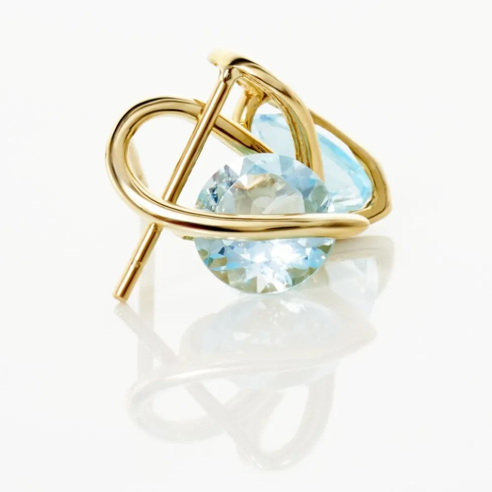 Boucles D'oreilles Puces Or Jaune Berecyntia Topaze