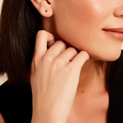 Boucles D'oreilles Puces Or Jaune Oxyde De Zirconium