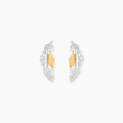 Boucles D'Oreilles Puces Or Jaune Argent Blanc Oxyde De Zirconium