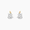 Boucles D'Oreilles Puces Or Jaune Argent Blanc