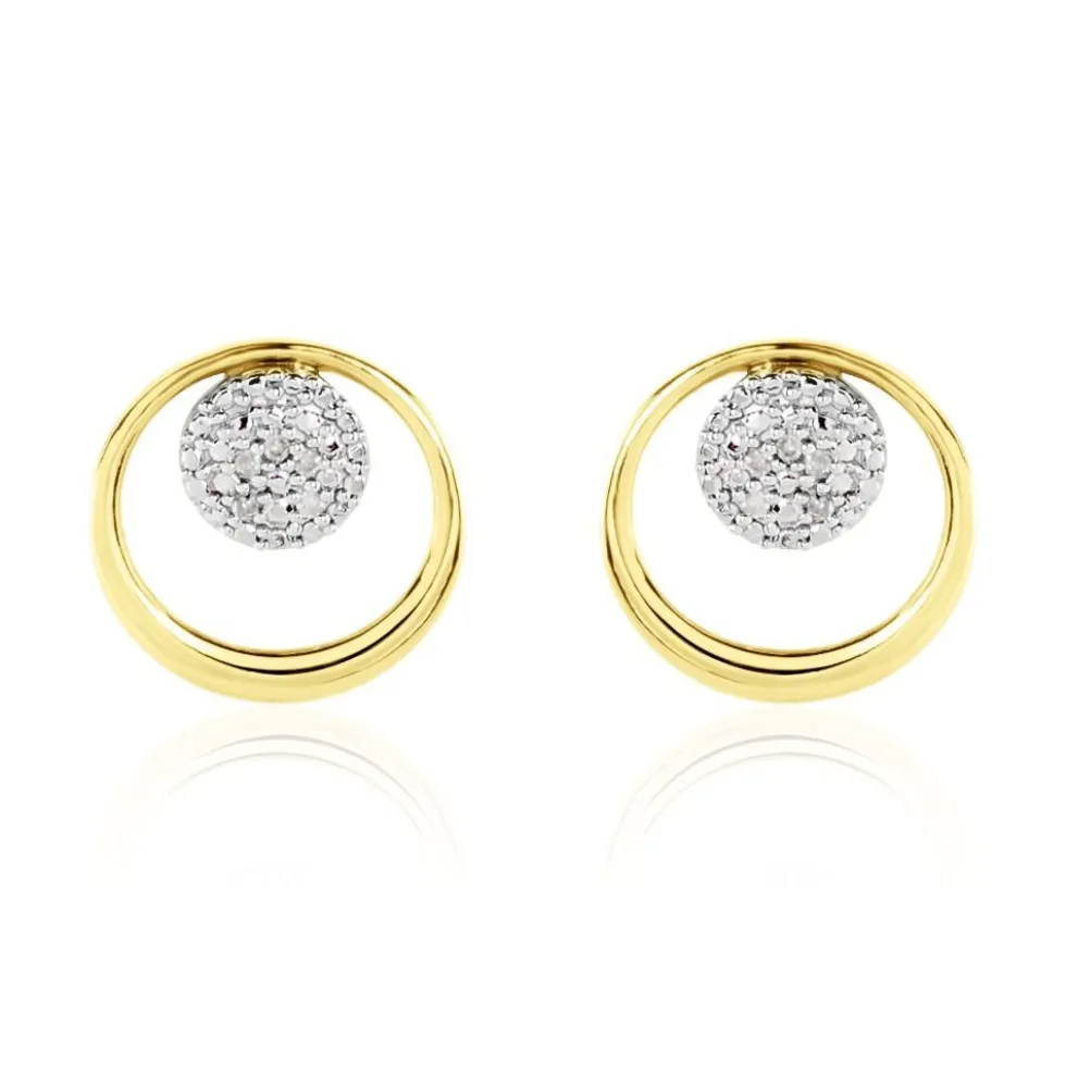 Boucles D'oreilles Puces Or Jaune Laberiane Diamants