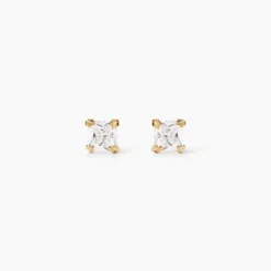 Boucles D'oreilles Puces Or Jaune Doreen Oxydes De Zirconium