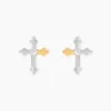 Boucles D'Oreilles Puces Or Jaune Argent Blanc Oxyde De Zirconium
