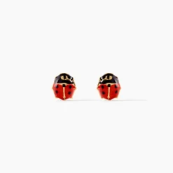 Boucles D'oreilles Puces Or Jaune Helidie Email