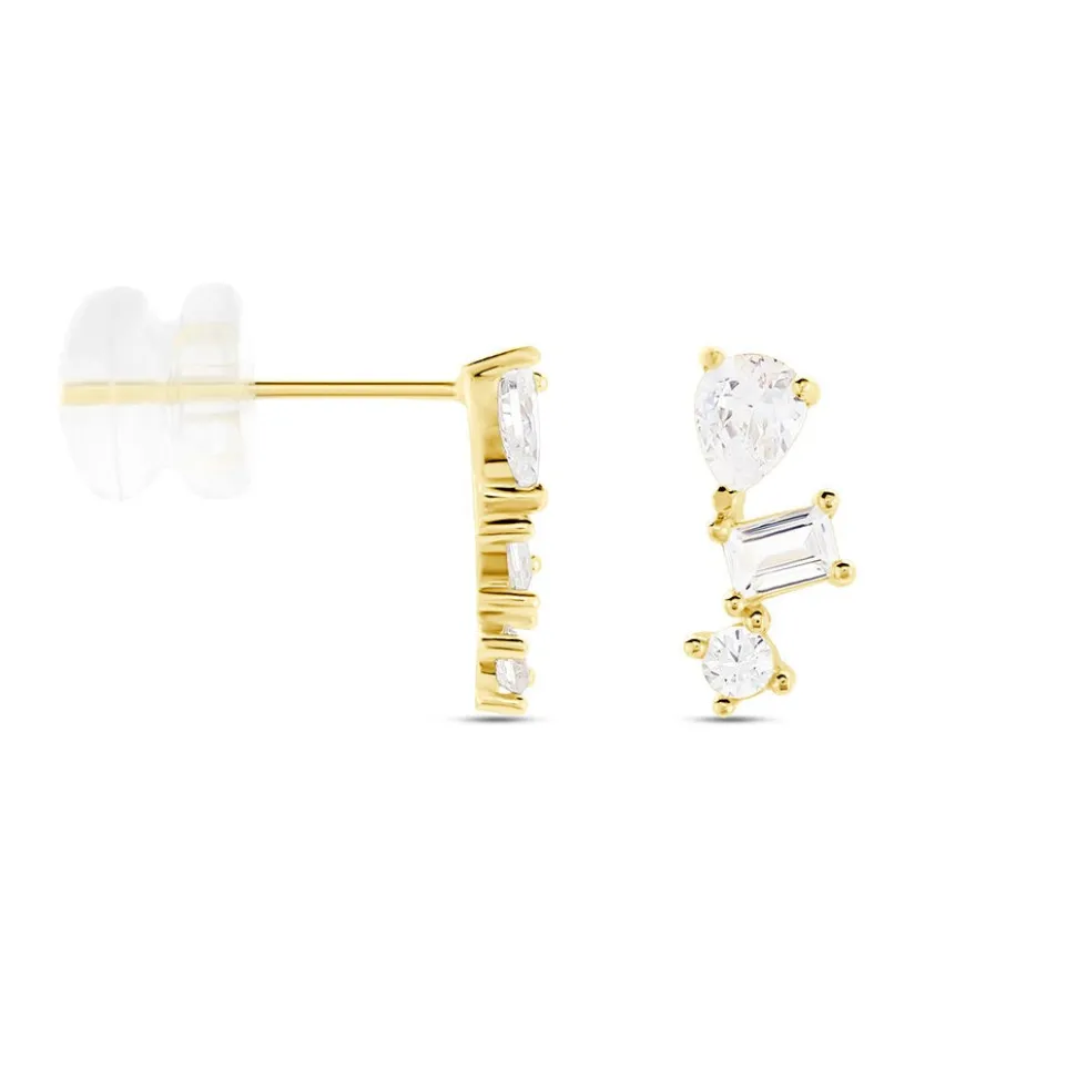 Boucles D'oreilles Puces Osip Or Jaune Oxyde De Zirconium