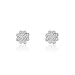 Boucles D'oreilles Puces Ottilie Argent Blanc Oxyde De Zirconium