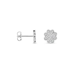 Boucles D'oreilles Puces Ottilie Argent Blanc Oxyde De Zirconium