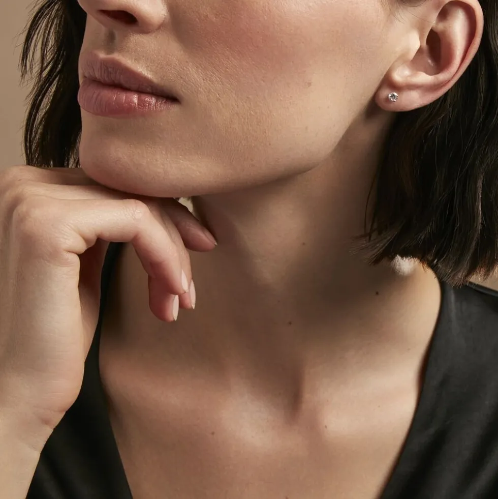 Boucles D'oreilles Puces Pepita Or Jaune Oxyde De Zirconium