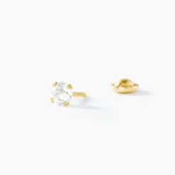 Boucles D'oreilles Puces Pepita Or Jaune Oxyde De Zirconium