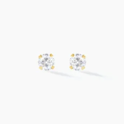 Boucles D'oreilles Puces Pepita Or Jaune Oxyde De Zirconium