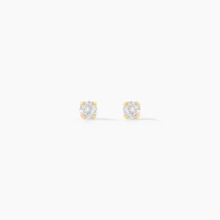 Boucles D'oreilles Puces Pepita Or Jaune Oxyde De Zirconium