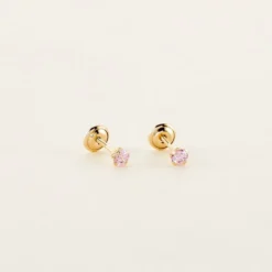 Boucles D'oreilles Puces Pepita Or Jaune Oxyde De Zirconium